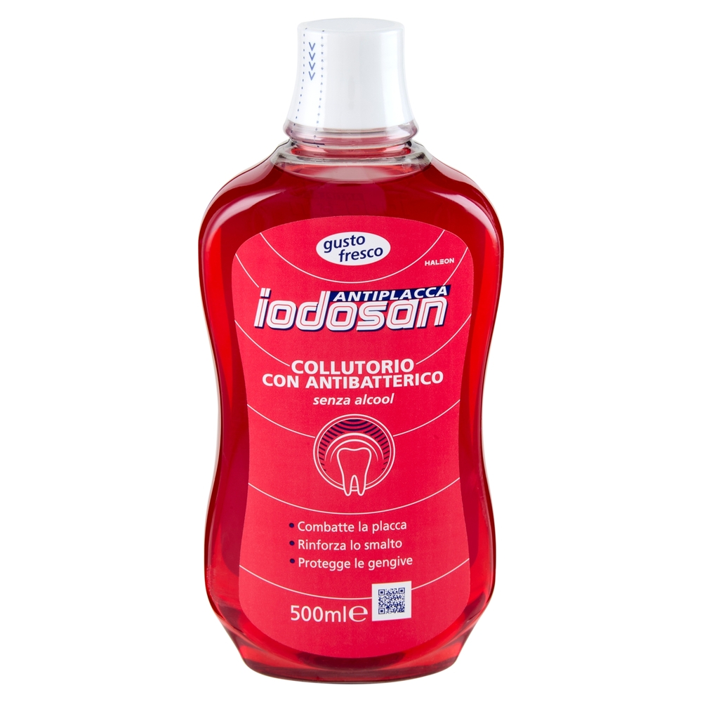 Iodosan Antiplacca Collutorio con Antibatterico per Pulizia Denti e Protezione Gengive 500 ml